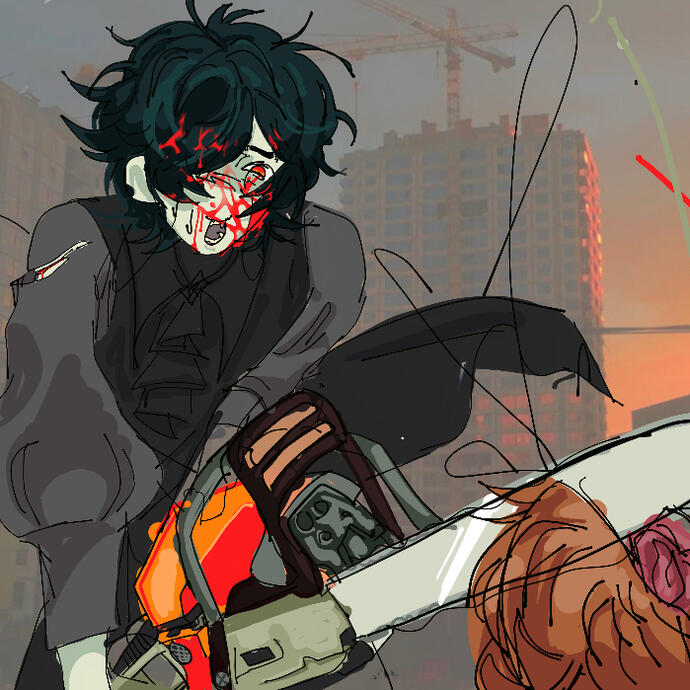 Flat color + Half body